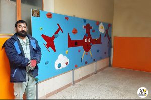 Climbing wall of physical education classroom in Tabriz