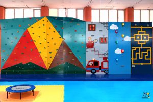 Installation of recreational rock climbing wall in Tabriz Parvin School